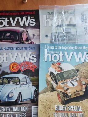 hotVWs Magazine Lot - Vintage VW Bug & Dune Buggy Covers (Blue, Teal, Brown)